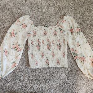 American Eagle Floral Long Sleeve Boho Top